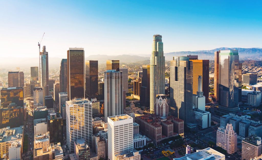 Downtown LA skyline.