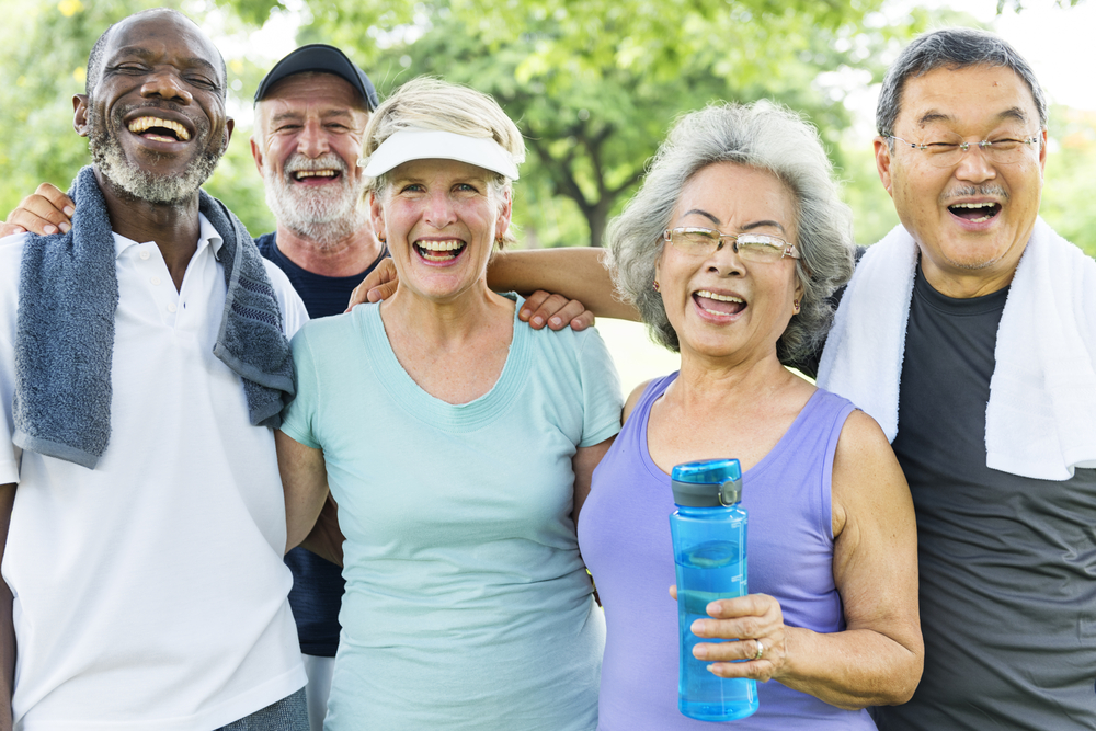 Seniors enjoy group exercise.