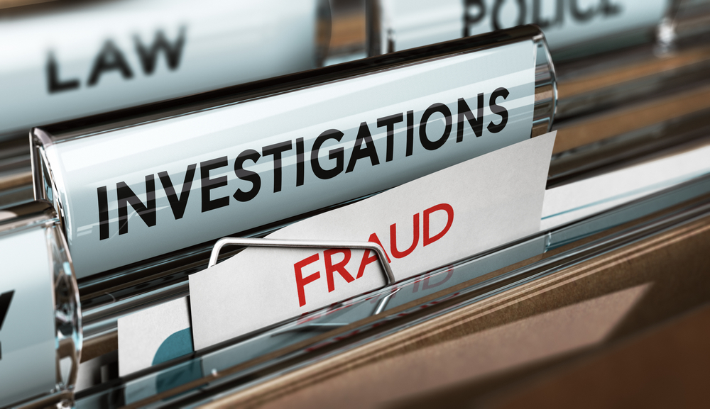 Files are labeled fraud, investigations and law.