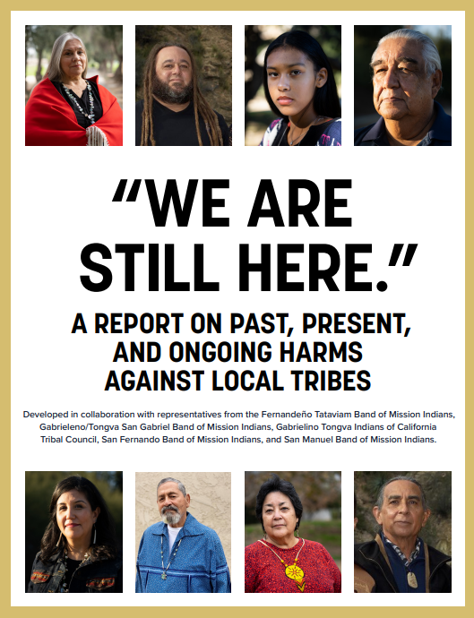 Cover art for the HARMS report on past, present and ongoing harms against local tribes.