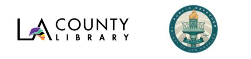 LA County Library and Public Defender logos, representing local government services and community resources.