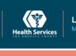 Los Angeles General Medical Center logo alongside the County of Los Angeles seal, set against a teal background.