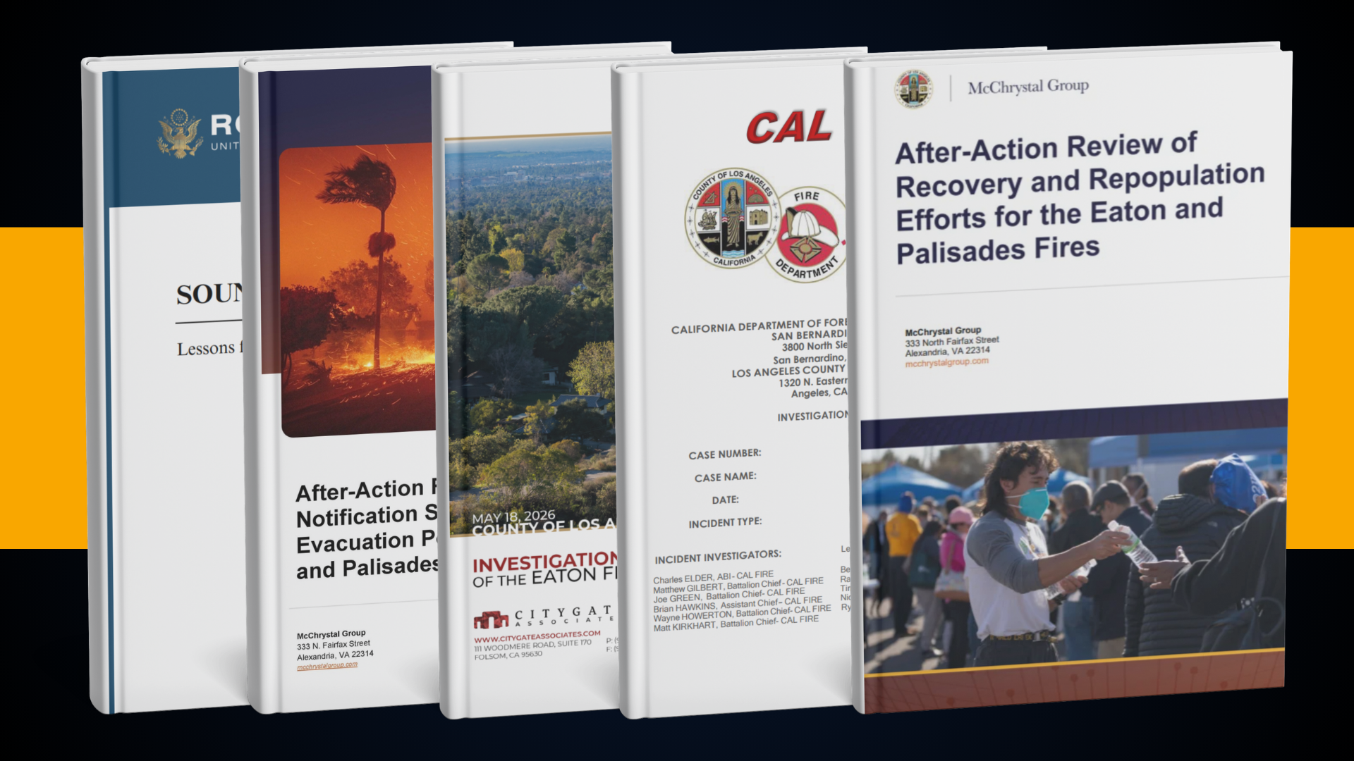 Graphic showing various after-action reviews of the January 2025 fires.